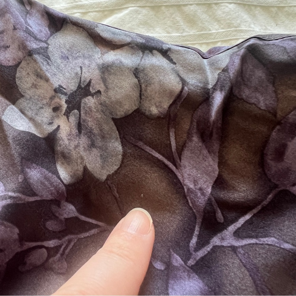 VTG Y2K Victoria's Secret Grey and Purple Floral Print 100% Silk Slip Dress, M - Picture 9 of 9